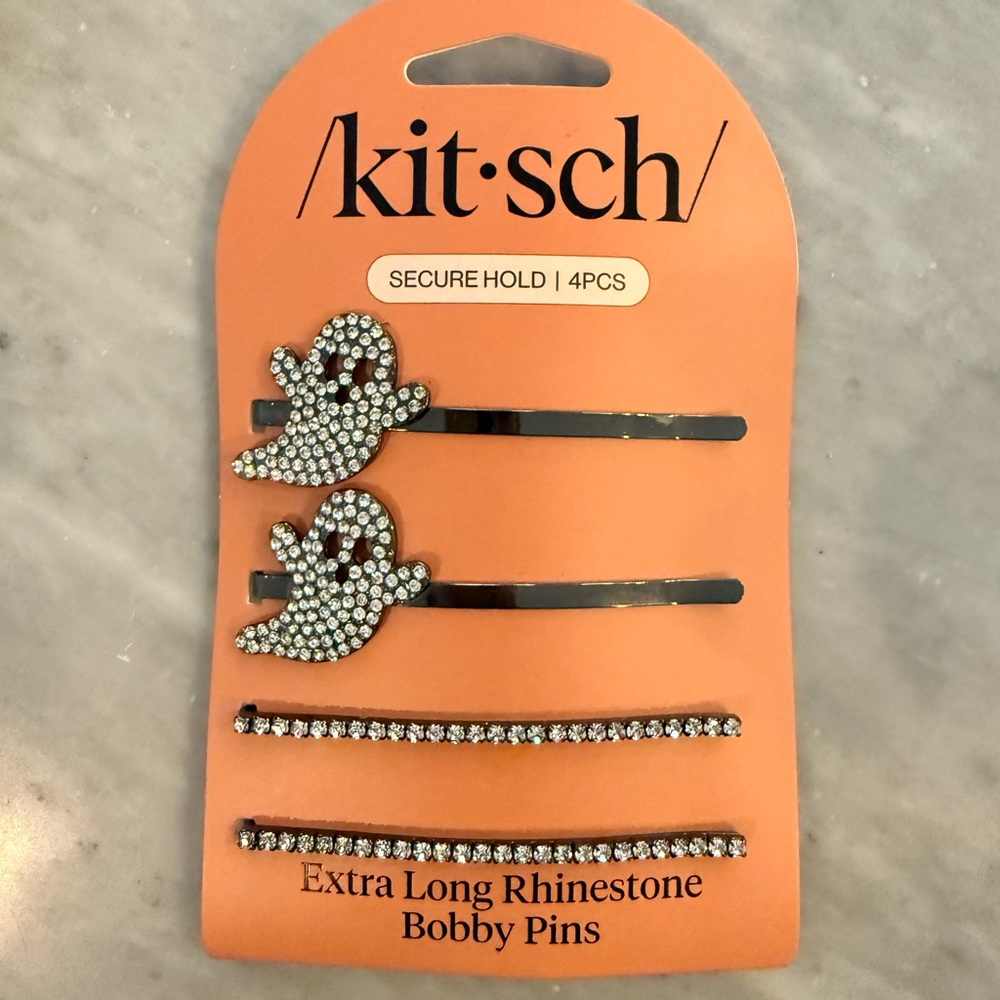 2 sets! Kitsch Silver Rhinestone Ghost Hair Clips